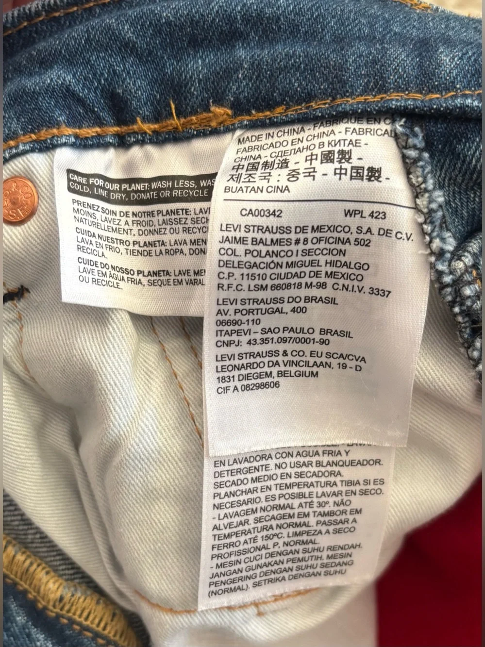 Levi's 541 Colorblock Red & Blue Distressed Denim Jeans Size: 38x30